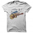 Shirt chapeau jouant de la guitare blanc pour homme et femme
