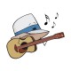 Shirt chapeau jouant de la guitare blanc pour homme et femme