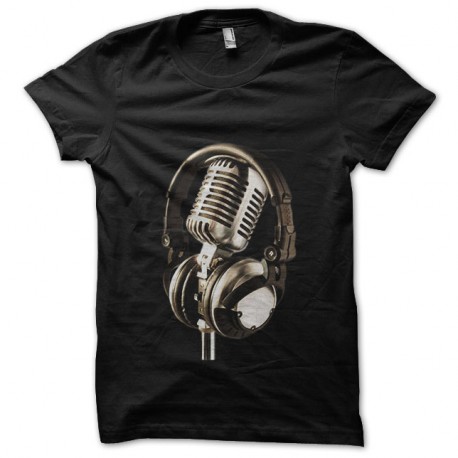 Shirt Microphones and headphones noir pour homme et femme