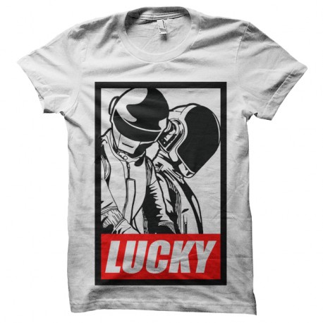 Shirt Lucky daft punk blanc pour homme et femme