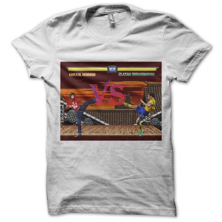 Shirt chuck norris vs zlatan ibrahimovic en blanc pour homme et femme