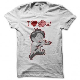 Shirt i love brain blanc pour homme et femme