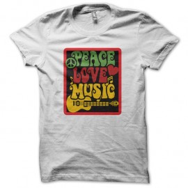 Shirt peace love music blanc pour homme et femme