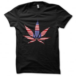 Shirt marijuana couleur drapeau americain en noir pour homme et femme
