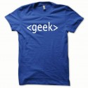 Shirt GEEK blanc/bleu royal pour homme et femme