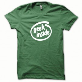 Shirt GEEK Inside blanc/vert bouteille pour homme et femme