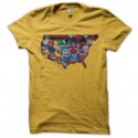 Shirt NBA carte des etats unis jaune pour homme et femme