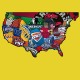 Shirt NBA carte des etats unis jaune pour homme et femme