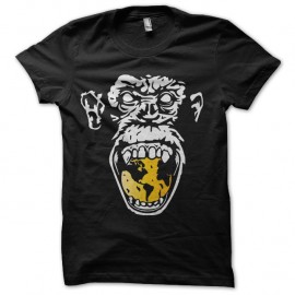 Shirt angry monkey jaune sur noir pour homme et femme