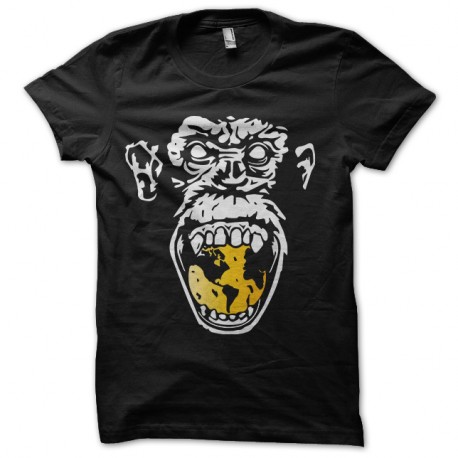 Shirt angry monkey jaune sur noir pour homme et femme