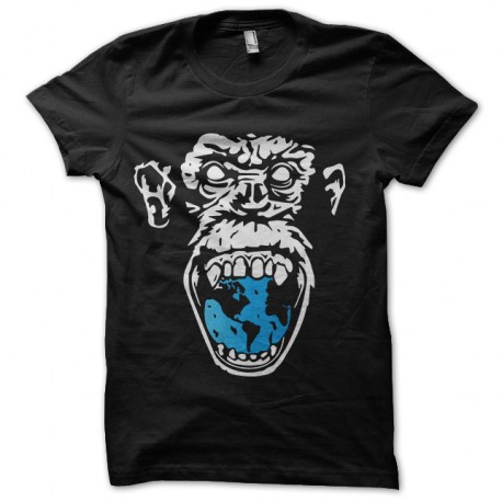 Shirt angry monkey bleu sur noir pour homme et femme