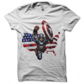 Shirt captain america drapeau americain en blanc pour homme et femme