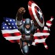 Shirt captain america avec drapeau americain noir pour homme et femme