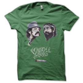 Shirt cheech and chong les celebres fumeurs d'herbe en vert pour homme et femme