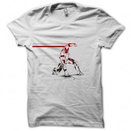 Shirt Iron Man dessin au trait rouge et blanc pour homme et femme