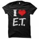 Shirt I LOVE E.T. l'extraterrestre noir pour homme et femme