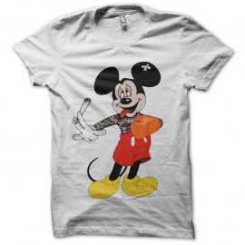 Shirt Mickey Boxeur et fumeur blanc pour homme et femme