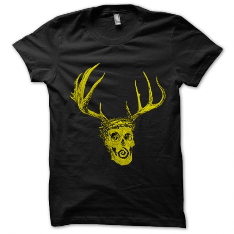 Shirt True Detective tête de mort et bois de cerf noir pour homme et femme