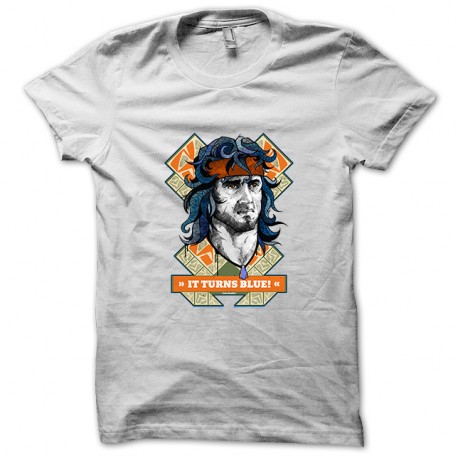 Shirt Rambo 'It turns blue" blanc pour homme et femme