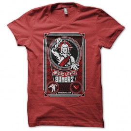 Shirt jesus aime les jeux video rouge pour homme et femme
