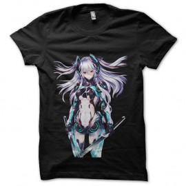 Shirt mecha girl soldier noir pour homme et femme