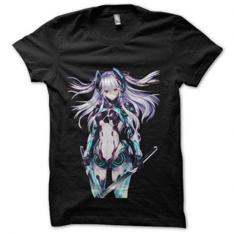 Shirt mecha girl soldier noir pour homme et femme