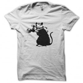 Shirt rat camera banksy blanc pour homme et femme