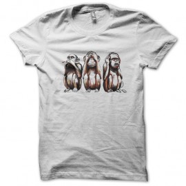 Shirt Three wise monkeys blanc pour homme et femme