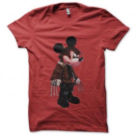 Shirt mickey mouse wolverine style rouge pour homme et femme