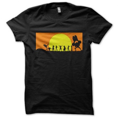Shirt personnage one piece coucher de soleil noir pour homme et femme