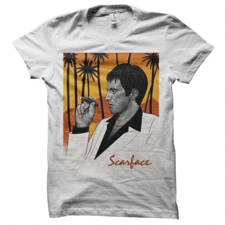 Shirt Scarface portrait Tony Montana - Blanc pour homme et femme