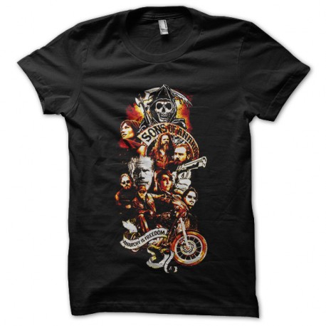 Shirt logo son of anarchy personnages en noir pour homme et femme