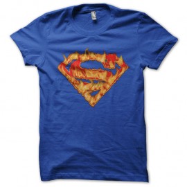 Shirt superman logo enflamme bleu pour homme et femme
