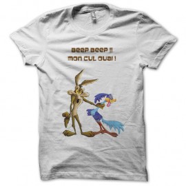 Shirt beep beep piege par le coyote en blanc pour homme et femme