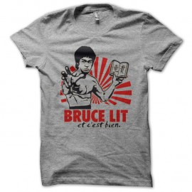 Shirt Bruce lit et c'est bien parodie Bruce Lee gris pour homme et femme
