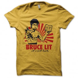 Shirt Bruce lit et c'est bien parodie Bruce Lee jaune pour homme et femme