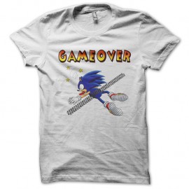 Shirt Sonic ecrasé Game over blanc pour homme et femme
