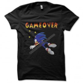 Shirt Sonic ecrasé Game over noir pour homme et femme