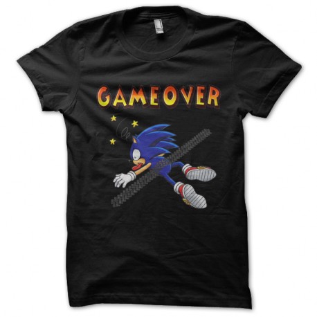 Shirt Sonic ecrasé Game over noir pour homme et femme