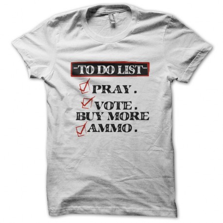 Shirt TO DO LIST blanc pour homme et femme