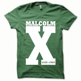 Shirt Malcolm X blanc/vert bouteille pour homme et femme