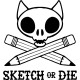 Shirt sketch or die skull cat blanc pour homme et femme