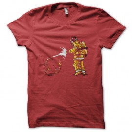 Shirt pokemon en feu pompier rouge pour homme et femme