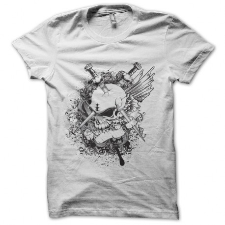 Shirt skull and sword blanc pour homme et femme