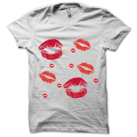 Shirt Kisses rouge à lèvres blanc pour homme et femme