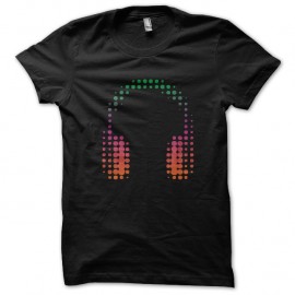 Shirt ecouteurs geek noir pour homme et femme