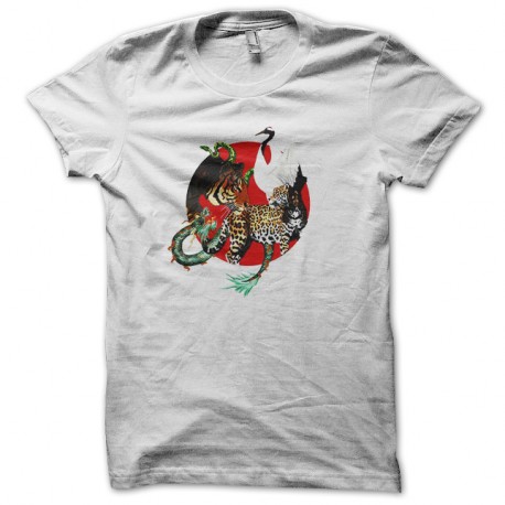 Shirt five shaolin animals logo blanc pour homme et femme