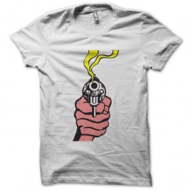 Shirt gun cartoon blanc pour homme et femme