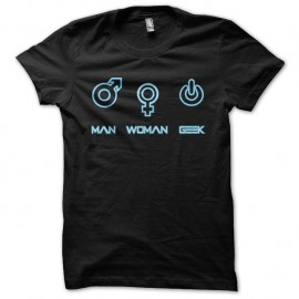 Shirt man woman geek noir pour homme et femme