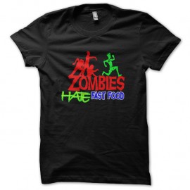 Shirt Zombies hate fast food noir pour homme et femme